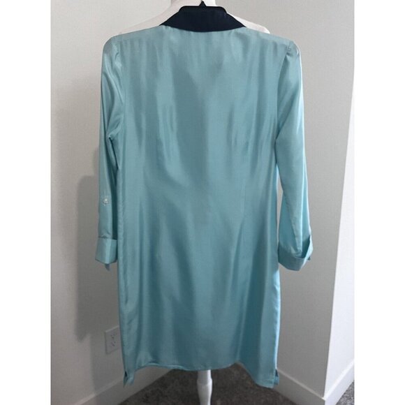 Vineyard Vines Seafoam Silk Shirt Dress Women's Size 4 Roll Tab Sleeve Option - Picture 5 of 9